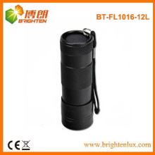 Chine usine fourniture en main en aluminium en métal noir 12 torche torche, 12 led bonne lampe de poche avec bracelet